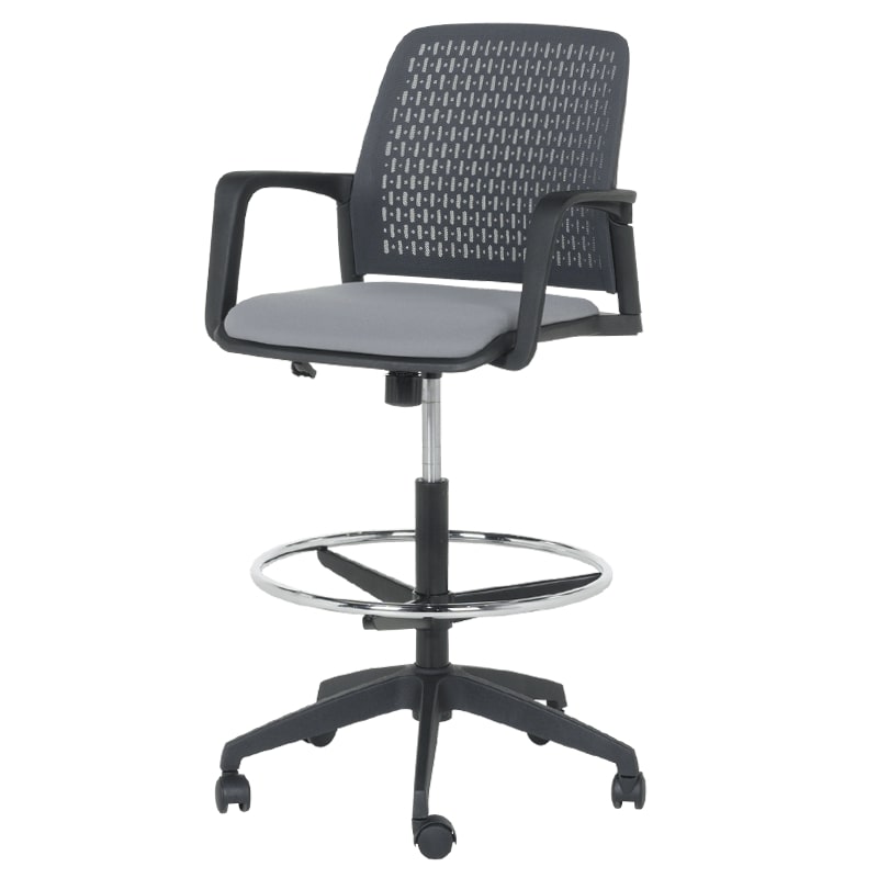 Висок работен стол Carmen 7556 черна рамка-сив